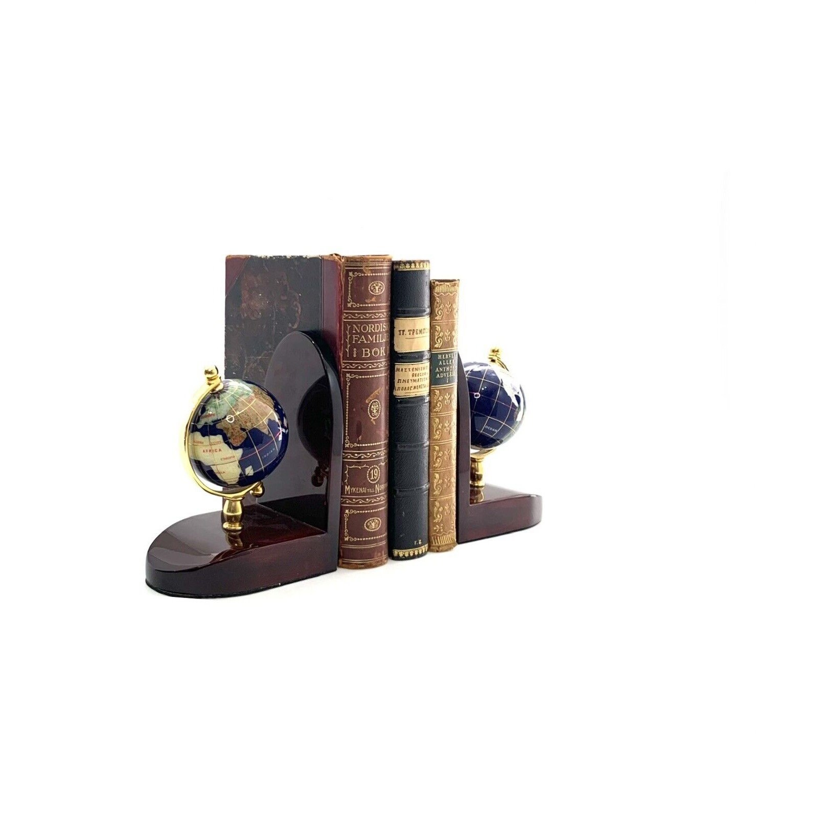 Bookend World Globe Gemstones Semi Precious Stones Classic Etsy