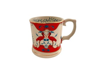 Mug Anthropologie Vintage Style Lou Rota Stoneware Ibis Bird and Flowers Design