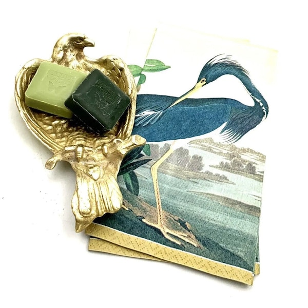 Eagle Bird Brass Soap Dish Trinket Container Vintage Decor