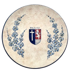 Decorative Plate Ceramic with Coat of Arm Design Italian City Sign Vintage Decor