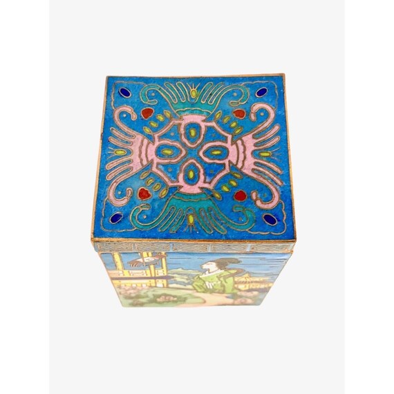 Trinket Box Oriental Cloisonné Enamel with Design… - image 6