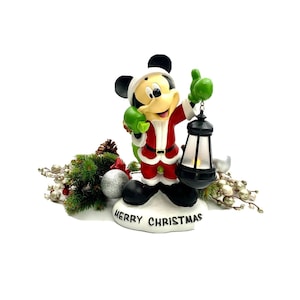 Disney Mickey Mouse Statue with Light Up Lantern Vintage Christmas Decor