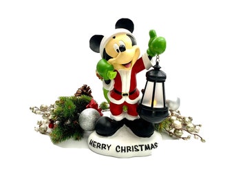 Disney Mickey Mouse Statue with Light Up Lantern Vintage Christmas Decor