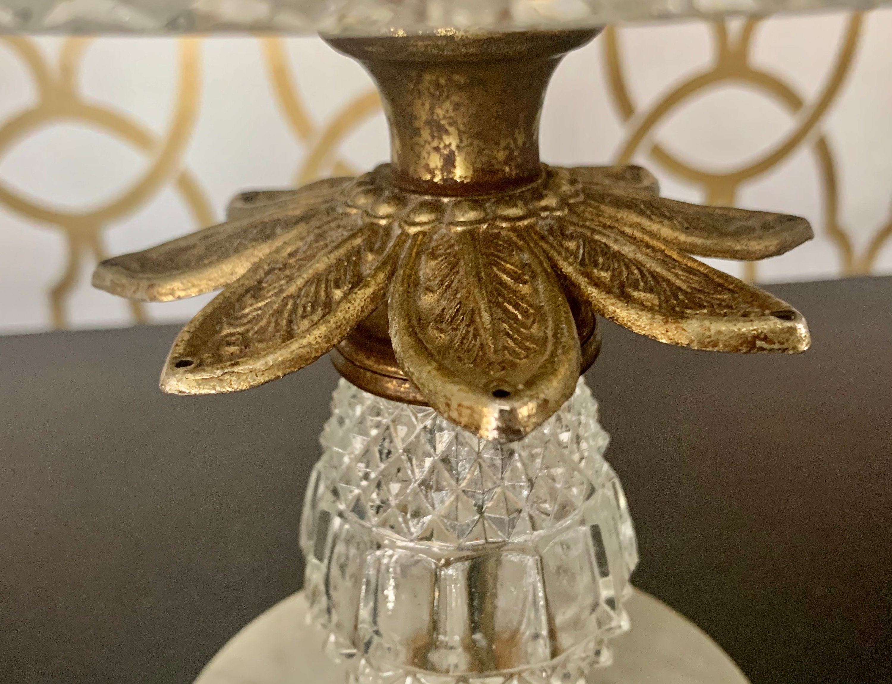 Beautiful Vintage Crystal Marble and Brass Candy Dish Etsy