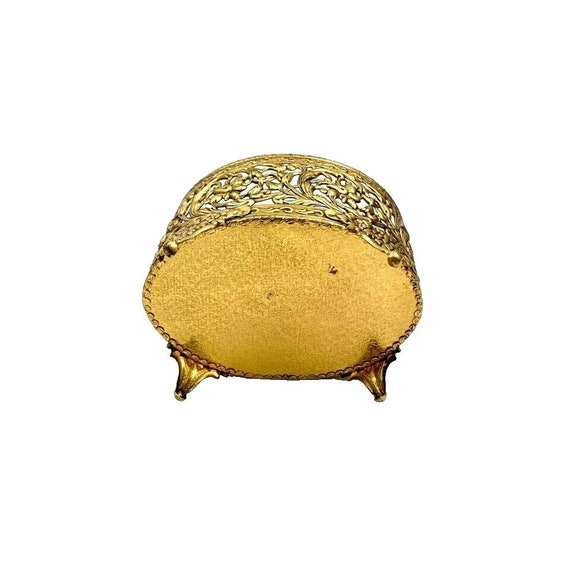 Jewelry Trinket Box Brass with Glass Top Vintage … - image 8