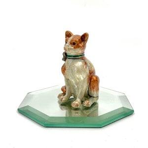 Cat Jewellery Trinket Box Vintage Rhinestone Container Gift Decor