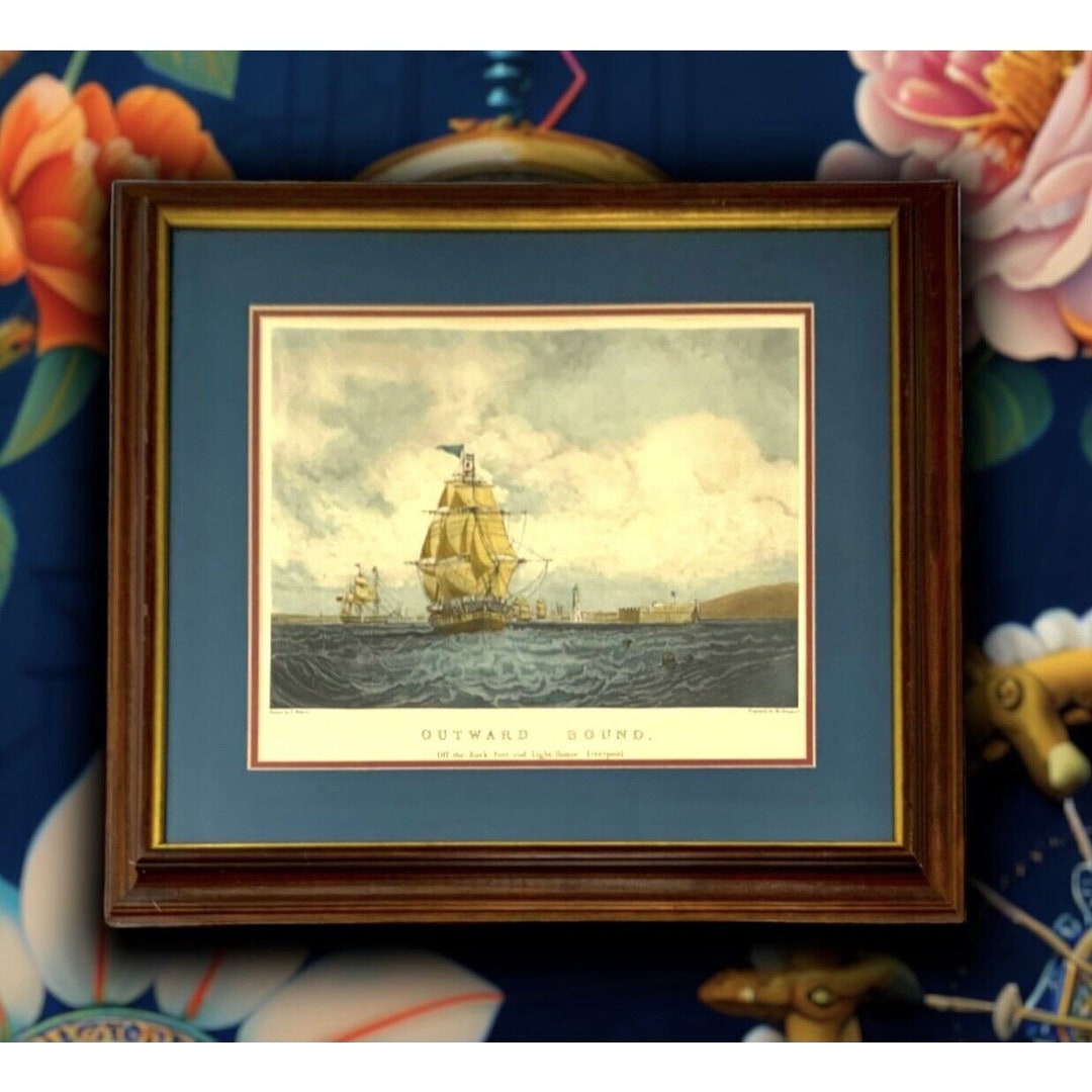 Ship by the Port Engraved Print Vintage Art Nautical Office Decor Etsy