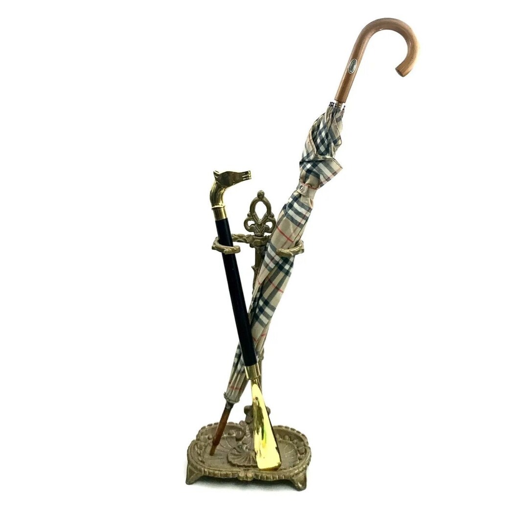 Umbrella Cane Holder Stand Antique Hollywood Regency Brass Etsy