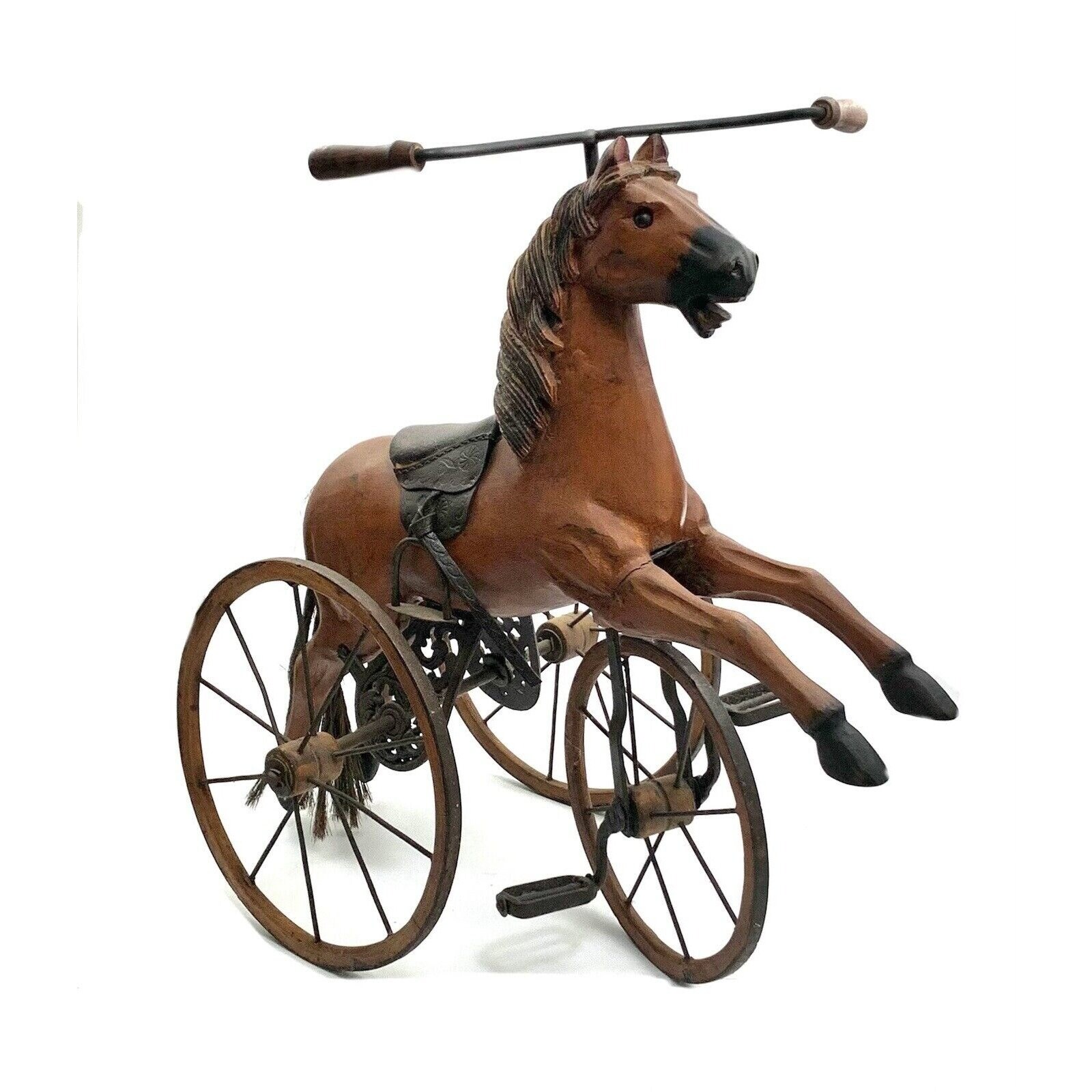 Horse Tricycle Antique Wooden Toy Home Nursery Decor Etsy