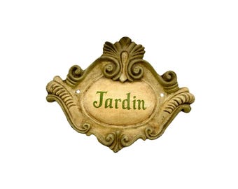 Jardin Sign Heavy Cast Iron Wall Mount Vintage French Style Indoor Outdoor Decor