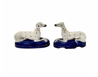 Dog Statue Pair Dalmatian Figurine Staffordshire Fitz Floyd Style Vintage Decor