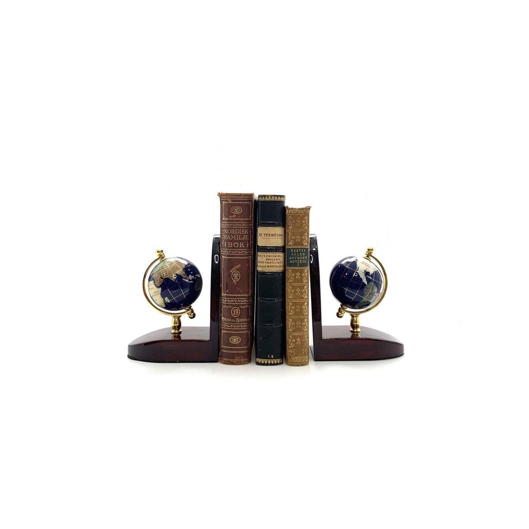 Bookend World Globe Gemstones Semi Precious Stones Classic Etsy