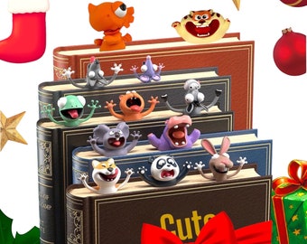 Bookmark with Children Book and Sticker Christmas Stocking Stuffer for Kid and Teens Gift Idea Cute Pet Funny 3D Happy Animal Christmas Gift