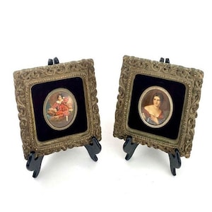 Vintage Victorian Style Portrait Prints: Ornate Frame, Velvet Border
