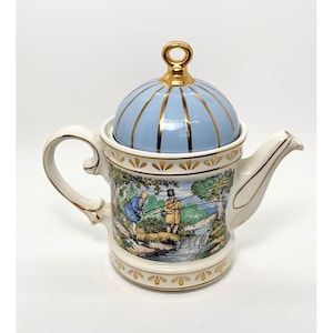 Vintage Collectables Staffordshire Porcelain Teapot with Beautiful Gold Gilding for Your Home Decor