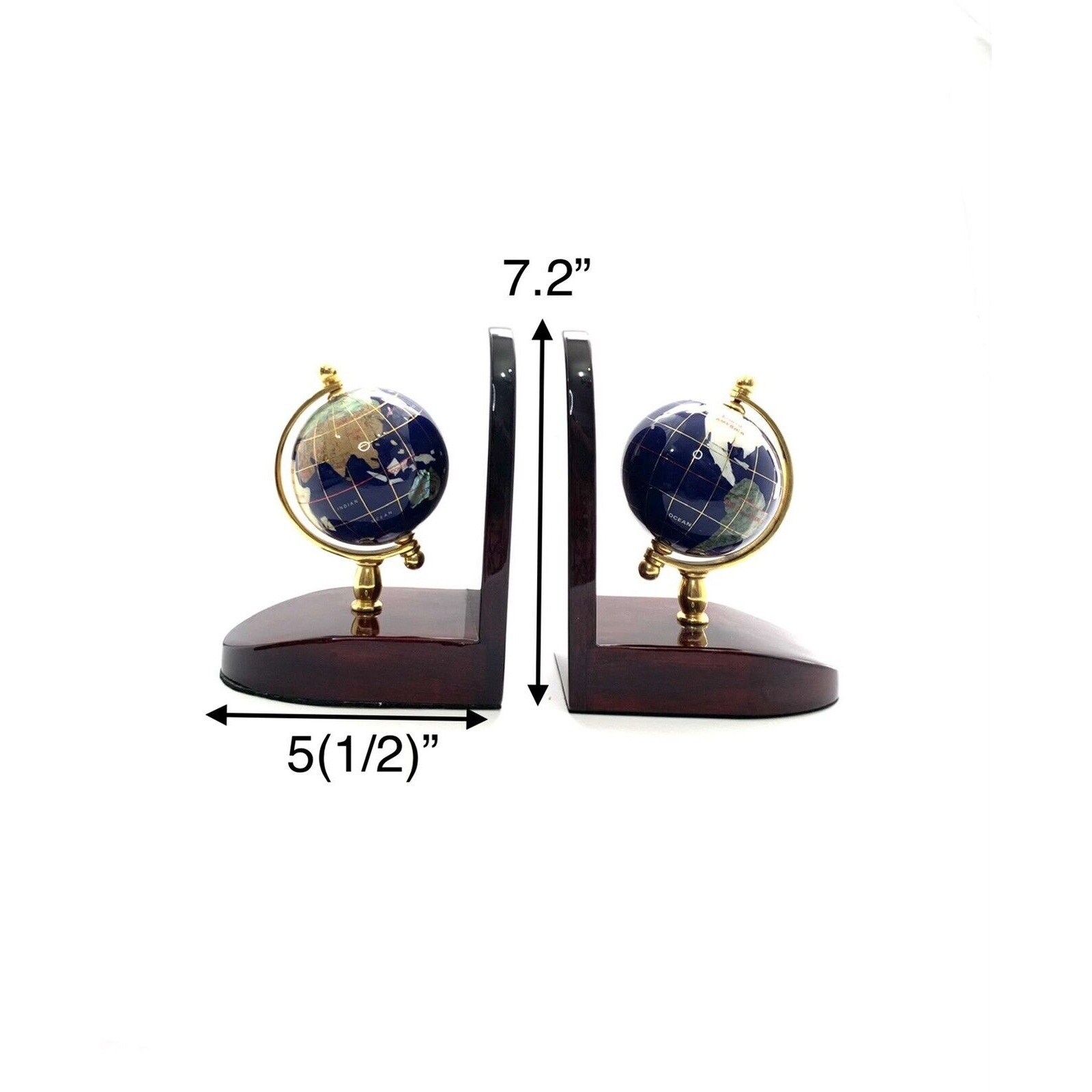 Bookend World Globe Gemstones Semi Precious Stones Classic Etsy