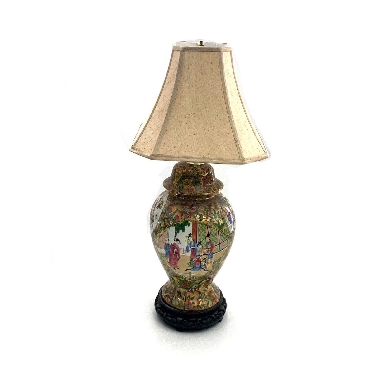 Lamp Rose Medallion Design Vintage Porcelain Oriental Table