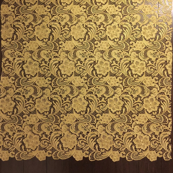 Maggie MUSTARD YELLOW Guipure Venice Heavy Lace Fabric by the Yard - 10019