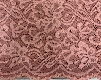 Elaine MAUVE Tecido de renda elástica leve com estampa floral em formato de vieira, feito de nylon e elastano, ideal para roupas, lingerie, fantasias, decoração e artesanato.