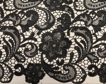 Maggie BLACK Guipure Venice Heavy Lace Fabric by the Yard - 10019