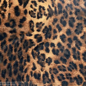 Dana BROWN DARK BROWN Leopard Pattern Polyester Stretch Velvet Fabric by the Yard for Tops, Clothes, Dance Wear, Costumes, Crafts - 10160