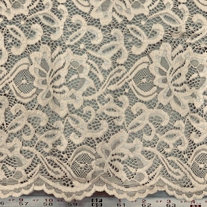 Elaine CHAMPAGNE Floral Scalloped Nylon Spandex Stretch Lace Light Weight Fabric for Clothes, Lingerie, Costumes, Decorations, Crafts