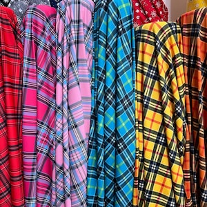 Clementine Plaid Printed Nylon Spandex 4-way Stretch Medium Weight Fabric for Apparel, Swimwear, Activewear, Sportswear, Costumes, Crafts