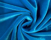 Princess TURQUOISE BLUE Polyester Spandex Stretch Velvet Fabric by the Yard for Tops, Dresses, Skirts, Dance Wear, Costumes, Crafts - 10001