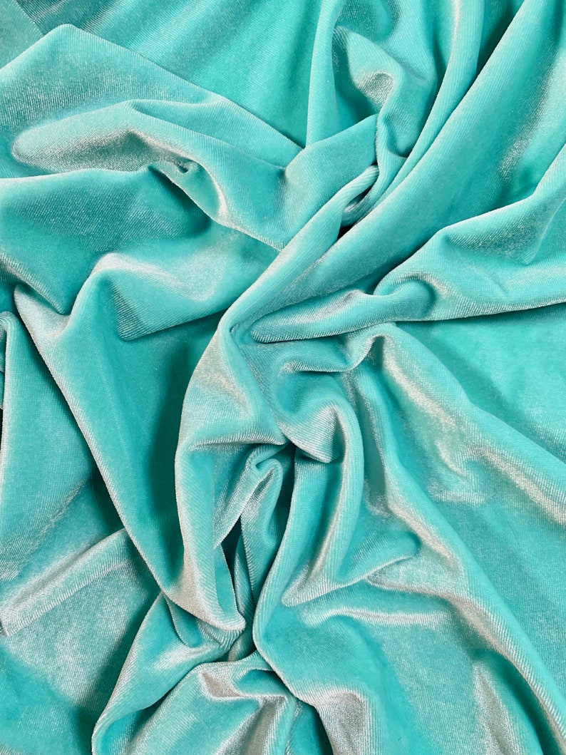 Princess AQUA BLUE Polyester Stretch Velvet Fabric by the Yard Etsy