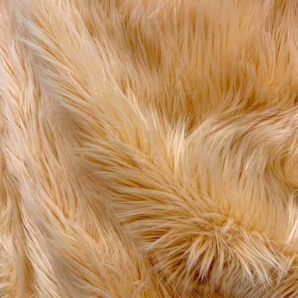 Sasha BEIGE 2 Inch Long Pile Soft Luxury Faux Fur Fabric Fursuit, Cosplay Costume, Photo Prop, Trim, Throw Pillow, Crafts