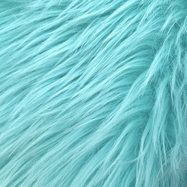 Eden LIGHT AQUA BLUE Shaggy Long Pile Soft Faux Fur Fabric for Fursuit, Cosplay Costume, Photo Prop, Trim, Throw Pillow, Crafts