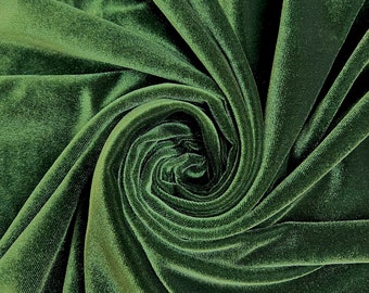 Tessuto elasticizzato in velluto verde oliva scuro Princess in poliestere e spandex per fiocchi, fasce per capelli, nodi superiori, scrunchies, vestiti, costumi, artigianato