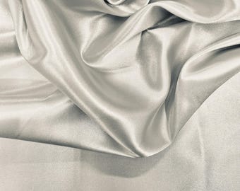 Mara SILVER Polyester Charmeuse Satin Stoff in großen Mengen für Brautkleider, Abendkleider, Bekleidung, Futterstoffe, Partydekoration, Kostüme, Bastelarbeiten