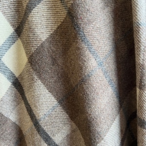 Corinne BEIGE TAUPE Tartan Tri-Blend Wool Polyester Acrylic Fabric