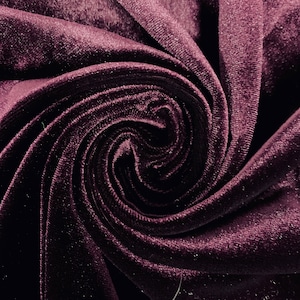 Princess PLUM Polyester Spandex Stretch Velvet Fabric for Bows, Head Wraps, Top Knots, Scrunchies, Clothes, Costumes, Crafts - 10001