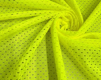 Sawyer NEON YELLOW Polyester Football Sports Mesh Knit Fabric by the Yard - 10047