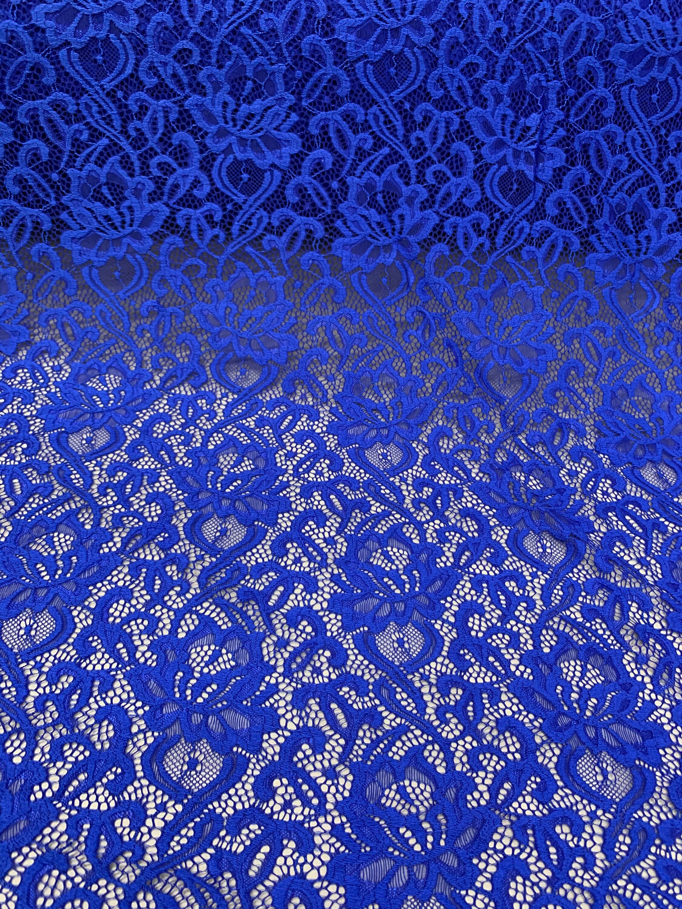 Elaine ROYAL BLUE Floral Scalloped Nylon Spandex Stretch Lace Light Weight  Fabric for Clothes, Lingerie, Costumes, Decorations, Crafts -  New  Zealand