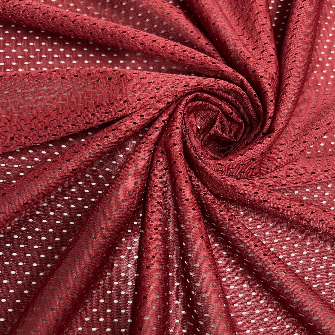 Sawyer CARDINAL RED Polyester Football Sports Mesh Knit Fabric by the ...