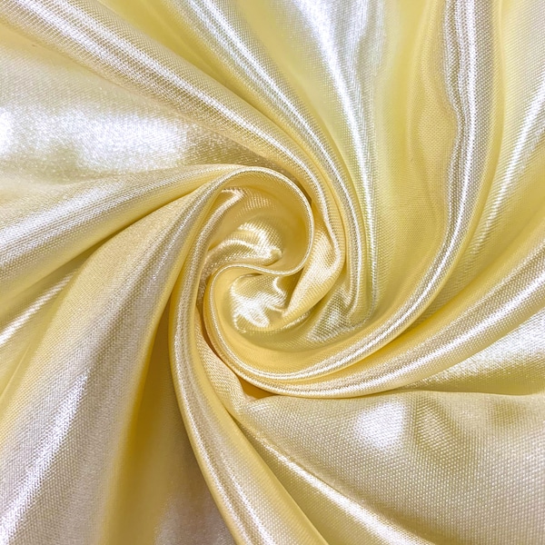 Eliza PALE YELLOW Shiny Heavy Bridal Wedding Satin Fabric by the Yard - 10009