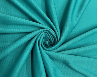 Mikaela TEAL Polyester Dimple Sports Mesh Knit Fabric by the Yard