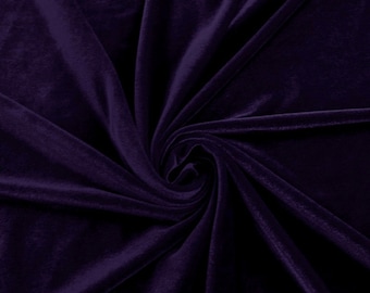 Princess DEEP PURPLE Polyester Spandex Stretch Velvet Fabric by the Yard for Tops, Dresses, Skirts, Dance Wear, Costumes, Crafts - 10001