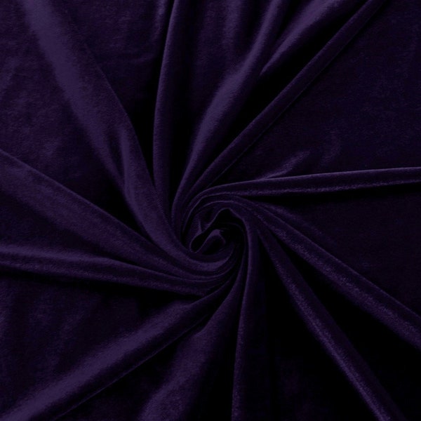 Princess DEEP PURPLE Polyester Spandex Stretch Velvet Fabric by the Yard for Tops, Dresses, Skirts, Dance Wear, Costumes, Crafts - 10001