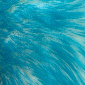 Bristol TURQUOISE Tip Candy Shag Long Pile Soft Faux Fur Fabric for Fursuit, Cosplay Costume, Photo Prop, Trim, Throw Pillow, Crafts