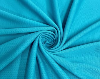 Mikaela TURQUOISE Polyester Dimple Sports Mesh Knit Fabric by the Yard