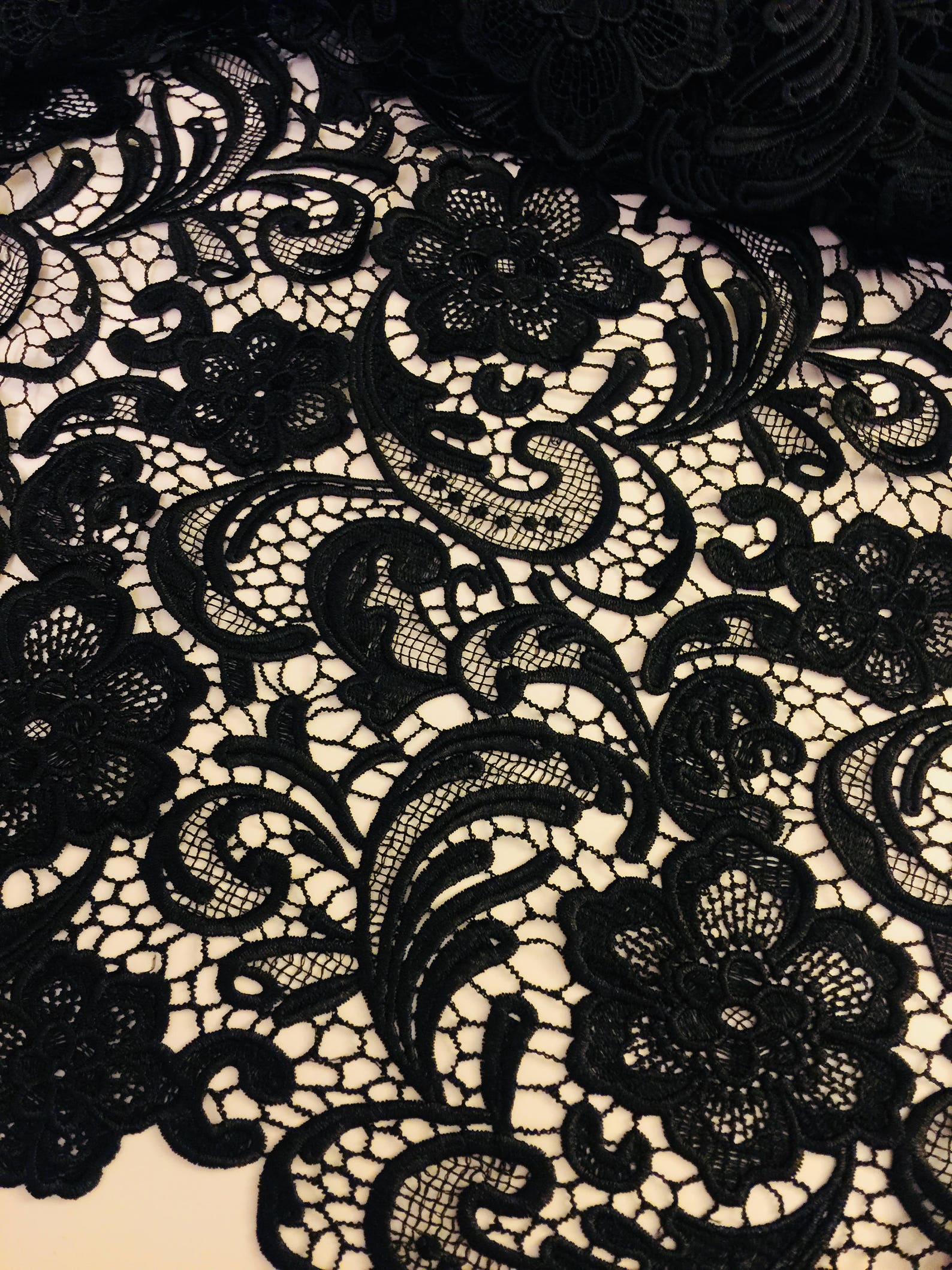 Maggie BLACK Guipure Venice Heavy Lace Fabric by the Yard | Etsy