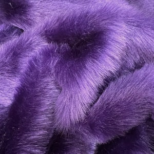 Zahra PURPLE 0.75 Inch Short Pile Soft Faux Fur Fabric for Fursuit, Cosplay Costume, Photo Prop, Trim, Throw Pillow, Crafts - 10177