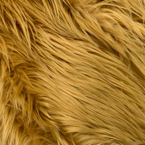 Eden DARK GOLD Shaggy Long Pile Soft Faux Fur Fabric for Fursuit, Cosplay Costume, Photo Prop, Trim, Throw Pillow, Crafts
