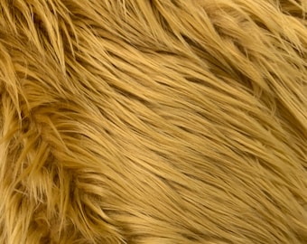 Eden DARK GOLD Shaggy Long Pile Soft Faux Fur Fabric for Fursuit, Cosplay Costume, Photo Prop, Trim, Throw Pillow, Crafts