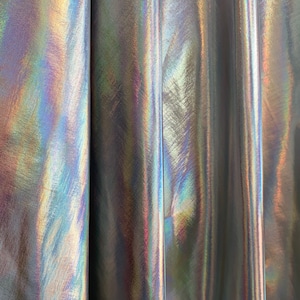 Finley SILVER IRIDESCENT 4-Way Stretch Metallic Foil Fabric by the Yard - 10013