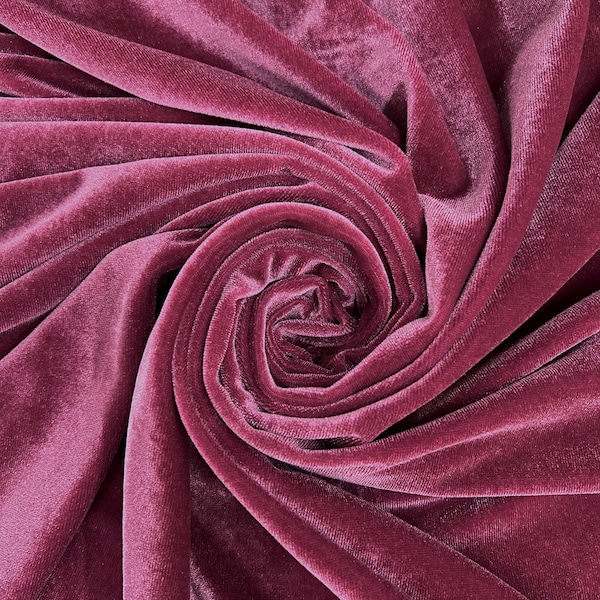Princess DARK ROUGE Polyester Spandex Stretch Velvet Fabric by the Yard for Ribbons, Headwraps, Clothes, Costumes, Crafts - 10001